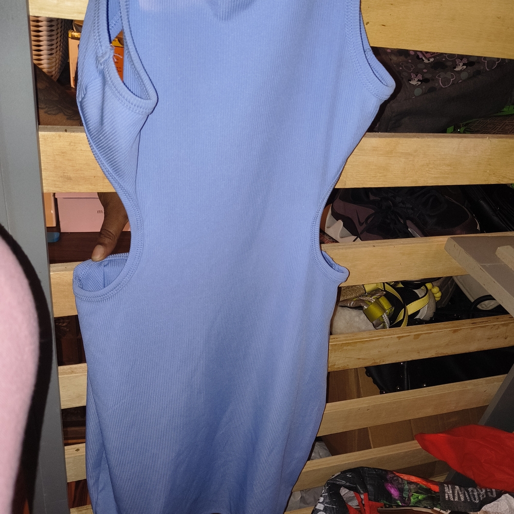 Almost Famous Light Blue Ribbed Top - Picture 2 of 4